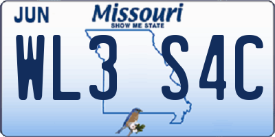 MO license plate WL3S4C