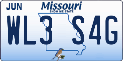 MO license plate WL3S4G