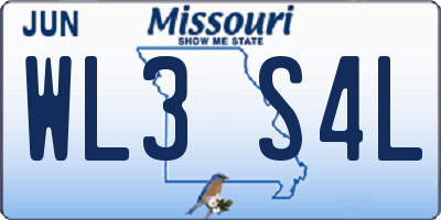 MO license plate WL3S4L