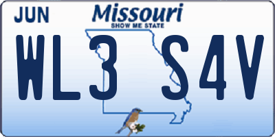 MO license plate WL3S4V