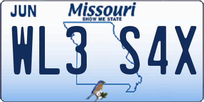 MO license plate WL3S4X