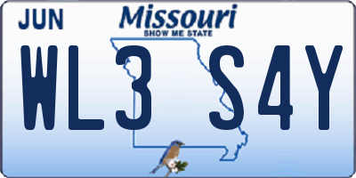 MO license plate WL3S4Y