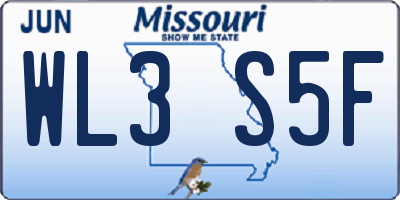 MO license plate WL3S5F