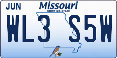 MO license plate WL3S5W