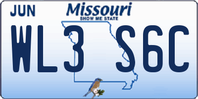 MO license plate WL3S6C