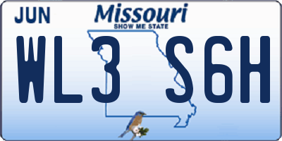 MO license plate WL3S6H