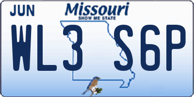 MO license plate WL3S6P