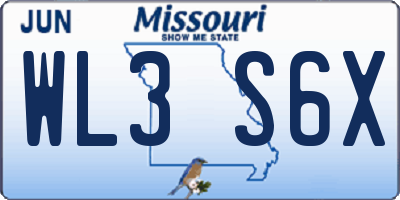 MO license plate WL3S6X