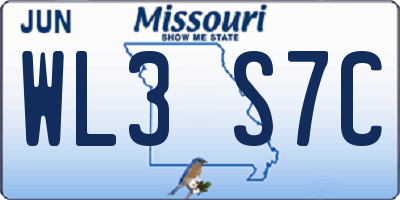 MO license plate WL3S7C
