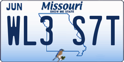 MO license plate WL3S7T