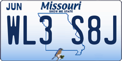 MO license plate WL3S8J