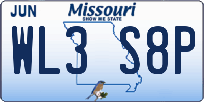 MO license plate WL3S8P