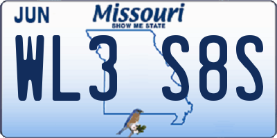 MO license plate WL3S8S