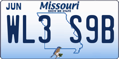 MO license plate WL3S9B