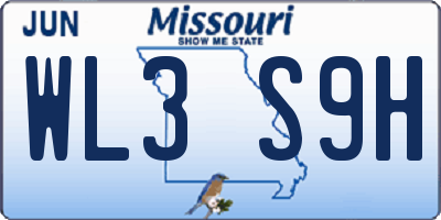 MO license plate WL3S9H