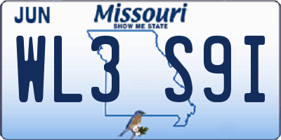 MO license plate WL3S9I