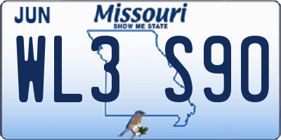 MO license plate WL3S9O