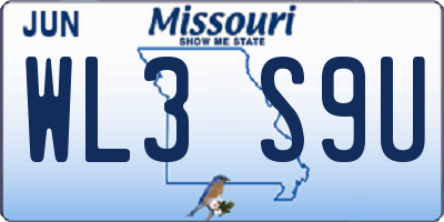 MO license plate WL3S9U