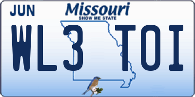MO license plate WL3T0I
