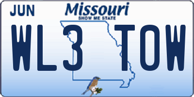 MO license plate WL3T0W