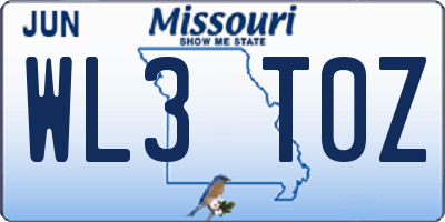 MO license plate WL3T0Z