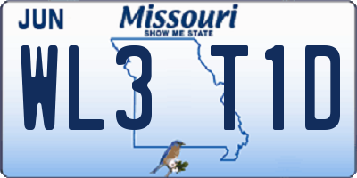 MO license plate WL3T1D