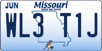 MO license plate WL3T1J