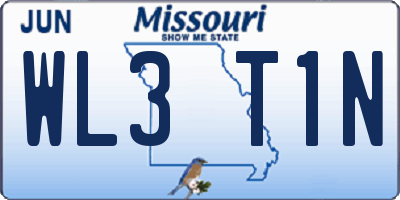 MO license plate WL3T1N