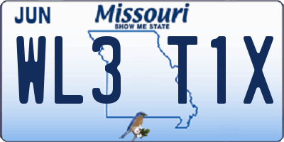 MO license plate WL3T1X