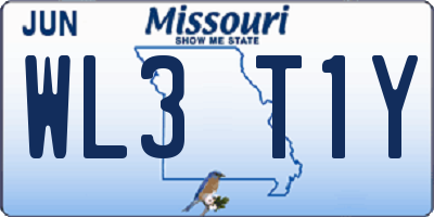 MO license plate WL3T1Y