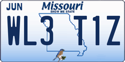 MO license plate WL3T1Z
