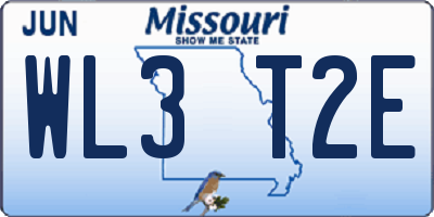 MO license plate WL3T2E