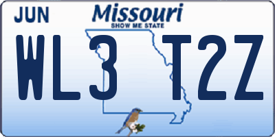 MO license plate WL3T2Z