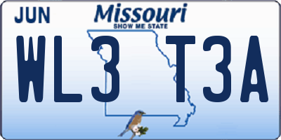 MO license plate WL3T3A