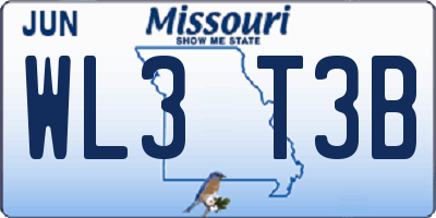 MO license plate WL3T3B