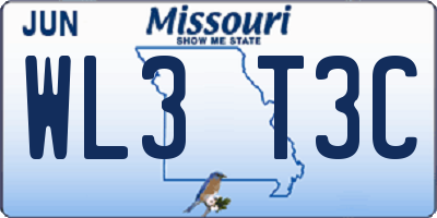 MO license plate WL3T3C