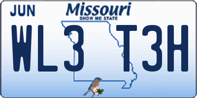 MO license plate WL3T3H