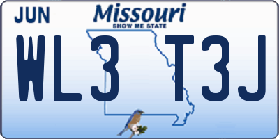 MO license plate WL3T3J