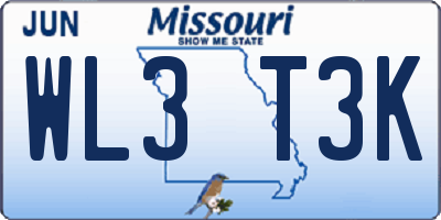 MO license plate WL3T3K