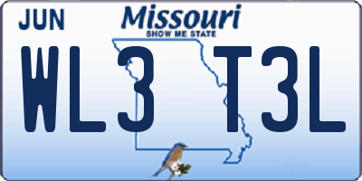 MO license plate WL3T3L