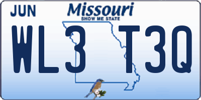 MO license plate WL3T3Q