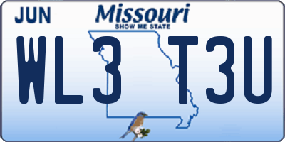 MO license plate WL3T3U