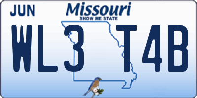 MO license plate WL3T4B