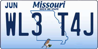 MO license plate WL3T4J