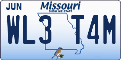MO license plate WL3T4M