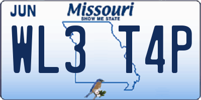 MO license plate WL3T4P