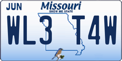 MO license plate WL3T4W