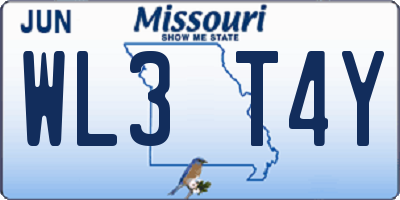 MO license plate WL3T4Y