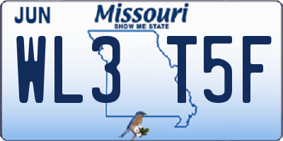 MO license plate WL3T5F