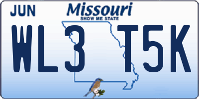 MO license plate WL3T5K